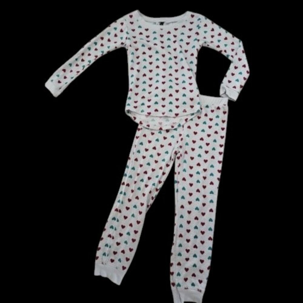 JACKLYN INTIMATES Pale Gray Heart Print Base Layer Pajamas Girls Size 6